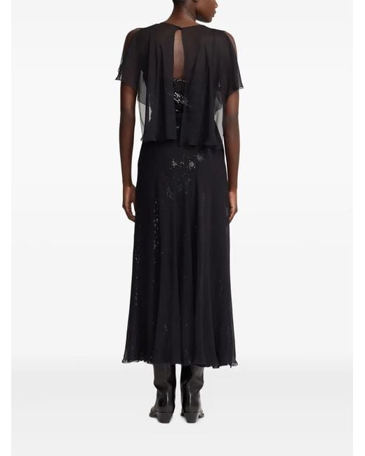 Ralph Lauren Black Belt-Detail Midi Dress