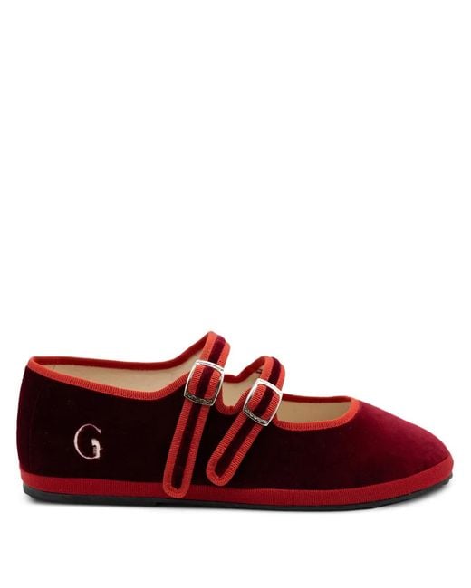 Gondolina Red Accademia Mary Jane Double-Lace Ballet Flats
