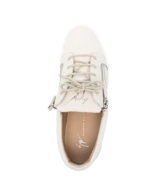 Giuseppe Zanotti White Frankie Zip-Up Lace-Up Sneakers for men