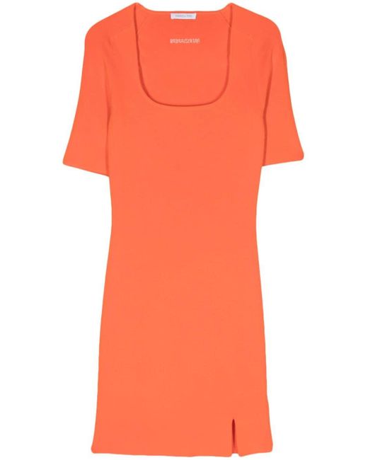 Patrizia Pepe Orange Jacquard-logo Dress