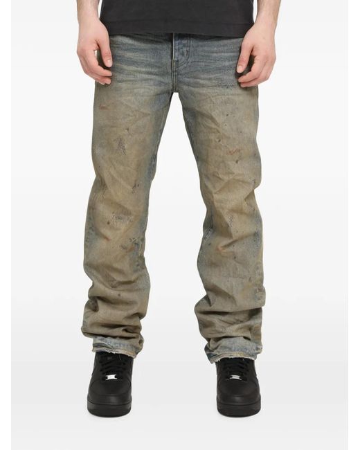 Purple Brand Gray Distressed Paint-Splatter Jeans for men