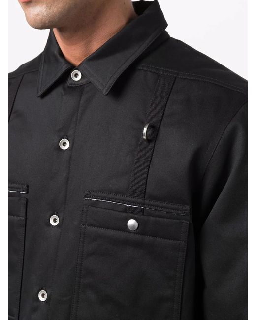 Rick Owens Black Cotton Shirt Jacket for men