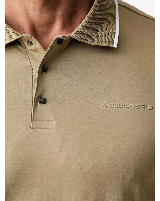 Karl Lagerfeld Natural Logo-Plaque Polo Shirt for men