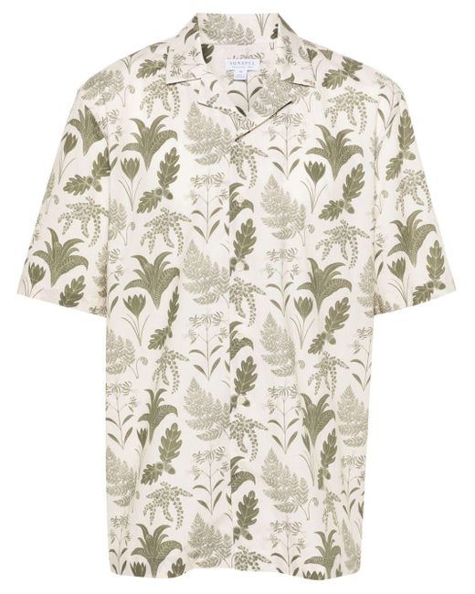 Sunspel Natural X Katie Scott Leaf-Print Shirt for men