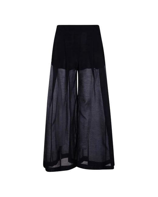 Semicouture Blue Sheer-Panel Palazzo Pants