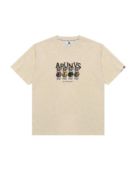 Aape By A Bathing Ape Natural Bulldog Graphic-Print T-Shirt