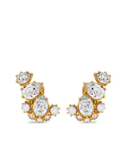 Oscar de la Renta Metallic Faceted Crystal Drop Earrings