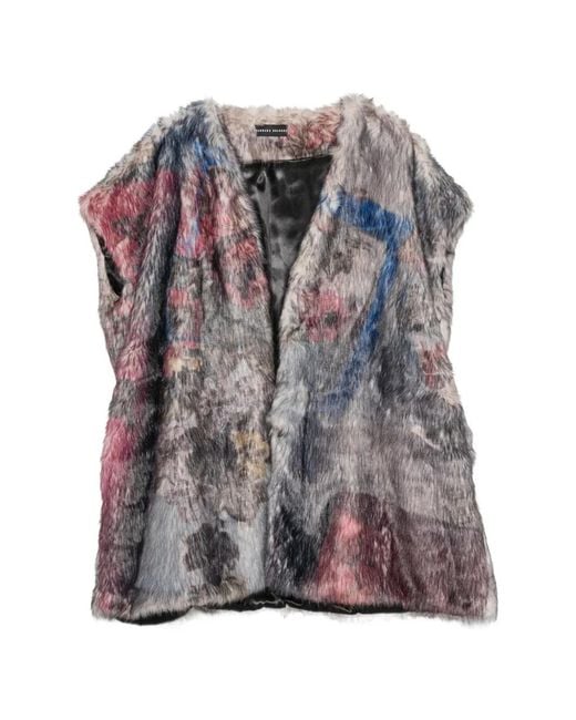BARBARA BOLOGNA Gray Graphic-Print Faux-Fur Gilet