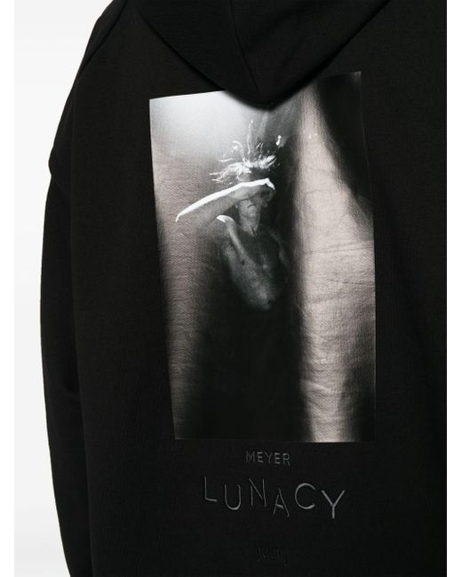 Juun.J Black 'meyer Lunacy' Graphic-print Cotton Hoodie for men