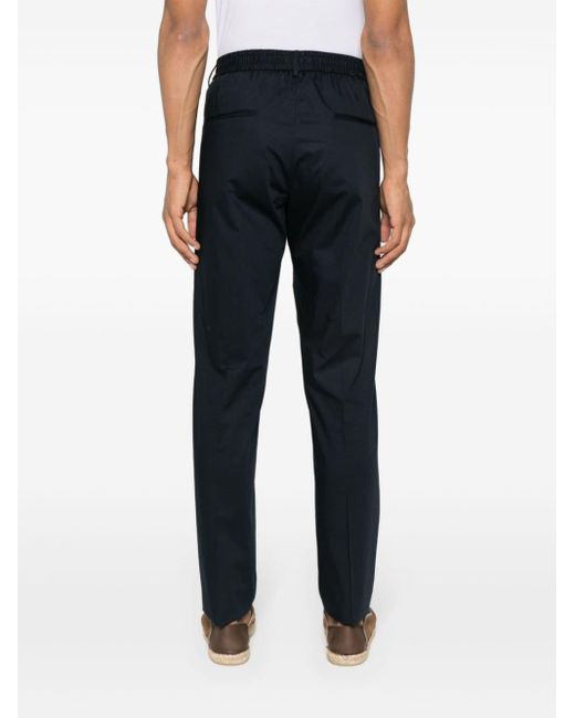 Tagliatore Blue Pleated Tapered Trousers for men