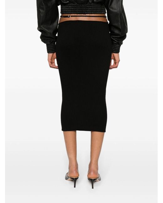 Falda de tubo midi con detalle de tira Amiri de color Black