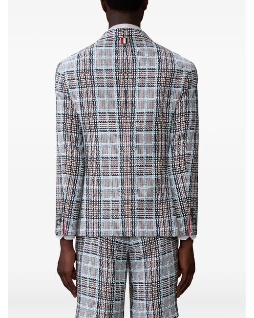 Thom Browne Blue Plaid-Patterned Blazer for men