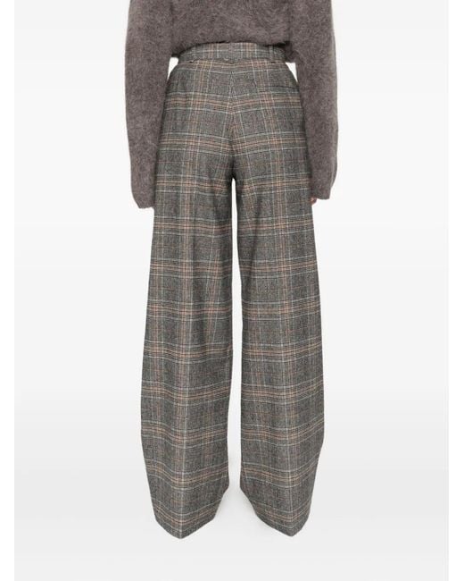Pinko Gray Tailored Wide-Leg Trousers