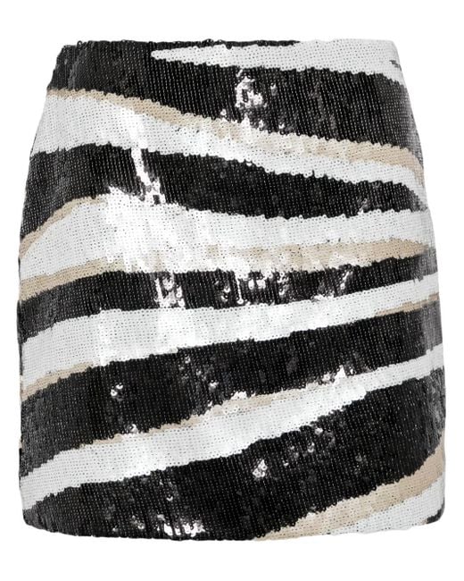 Elie Saab Black Zebra-Print Sequin-Embellished Miniskirt