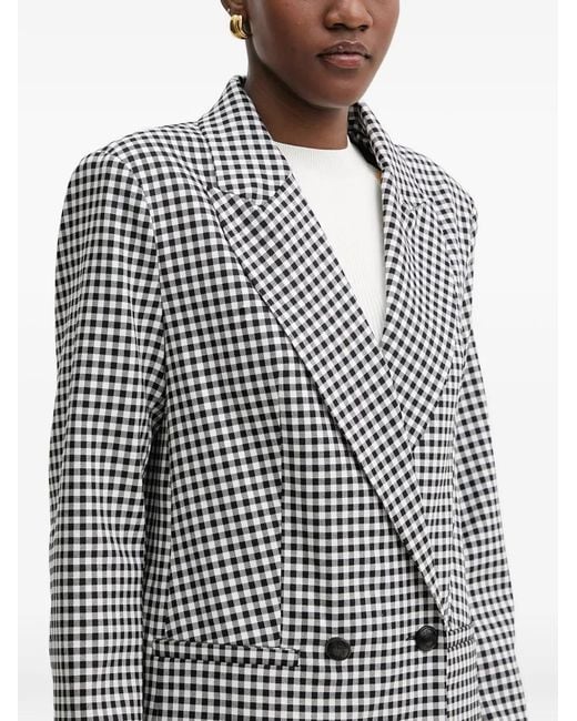 Morgan Gray Gingham Double-Breasted Blazer