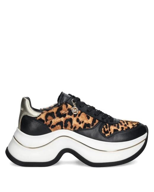 MICHAEL Michael Kors Black Arla Leopard-Print Sneakers