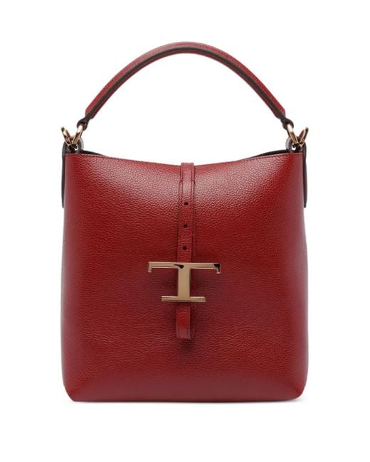 Tod's Red Small T-Buckle Bucket Bag