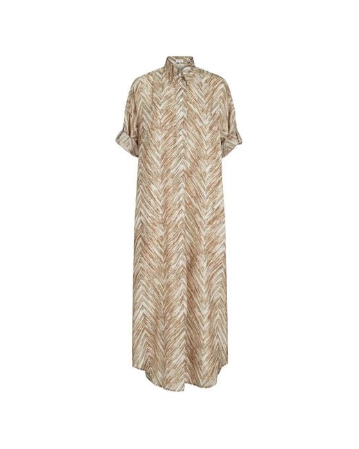 Brunello Cucinelli White Silk Dress Mother Of Pearl