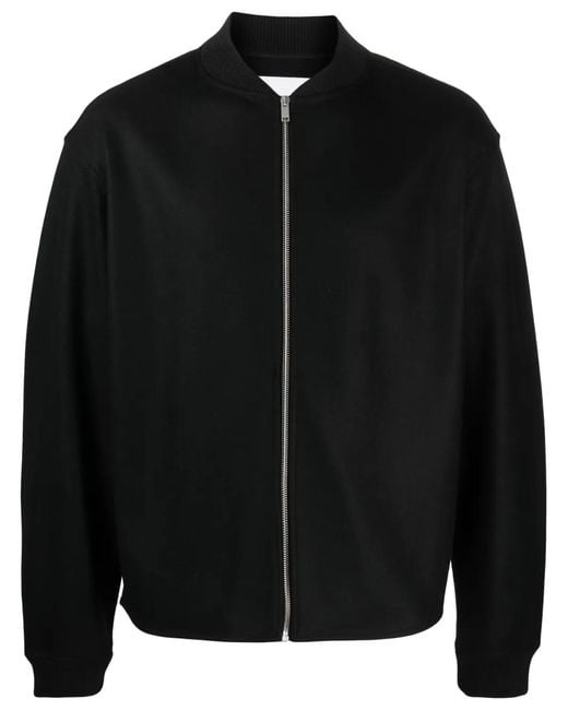 Jil Sander Black Band-Collar Wool Bomber Jacket for men