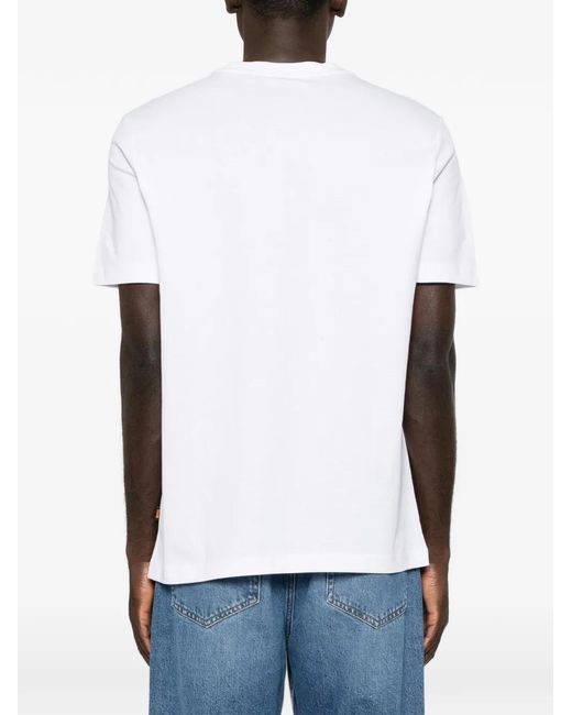 Boss White Graphic-Print T-Shirt for men