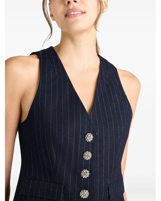 Cinq À Sept Blue Anderson Pinstripe Embellished Top