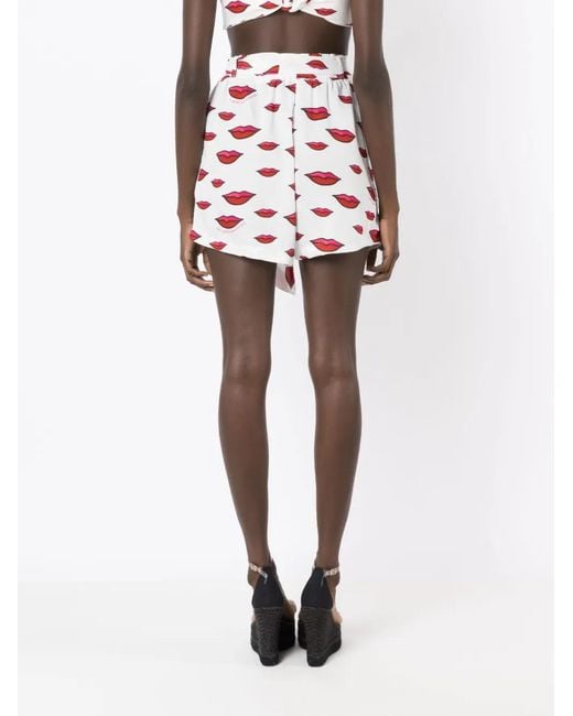 Amir Slama Red Lip-Print Shorts