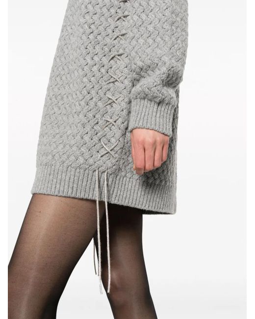 GIUSEPPE DI MORABITO Gray Decorative-Stitching Knitted Minidress