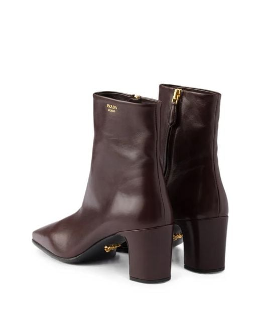 Prada Brown Leather Booties