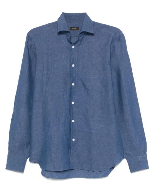 Barba Napoli Hemd Aus Leinen in Blue für Herren