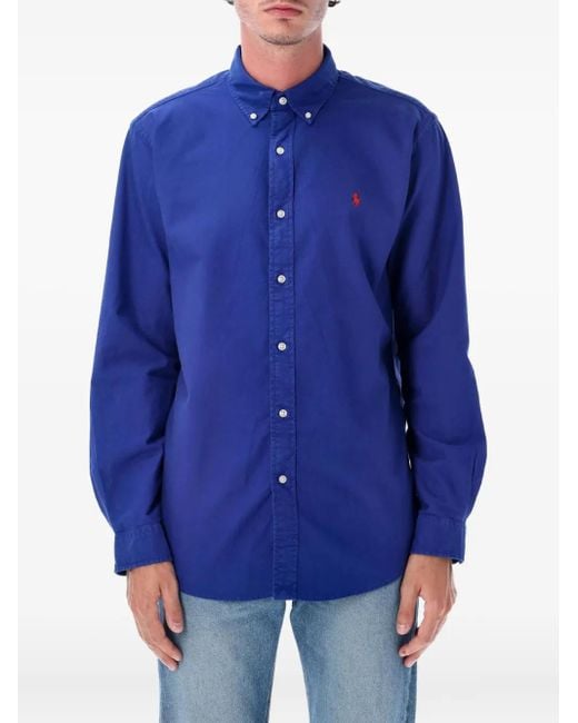 Polo Ralph Lauren Blue Long-Sleeve Button-Down Shirt for men
