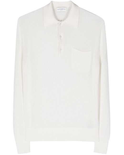 Ballantyne White Open-knit Polo Shirt for men