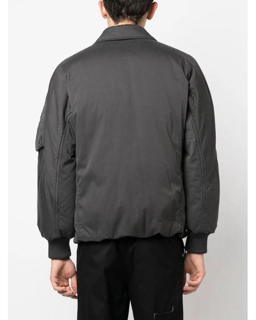 Burberry Gray Embroidered-Logo Bomber Jacket for men