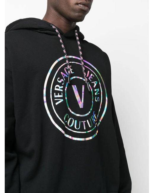 Versace Jeans Couture Black Logo Print Hoodie for men