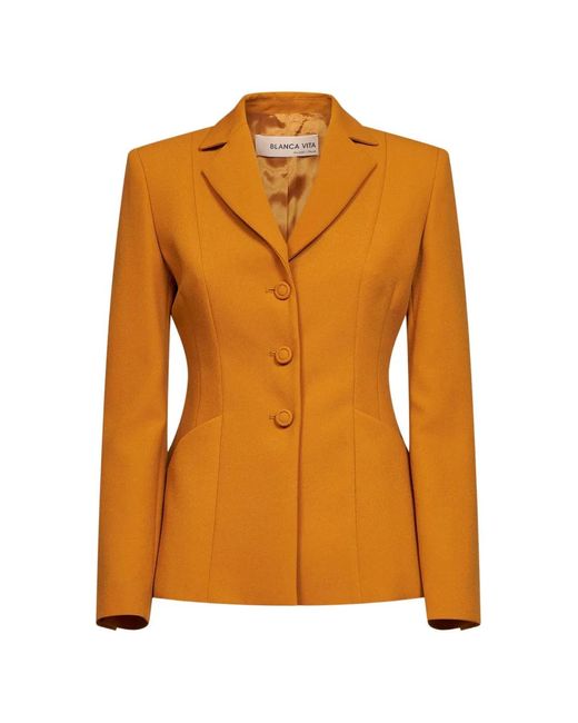 Blanca Vita Orange Single-Breasted Fitted Jacket