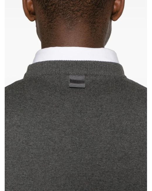 Thom Browne Gray Crew-Neck Cotton Jumper for men