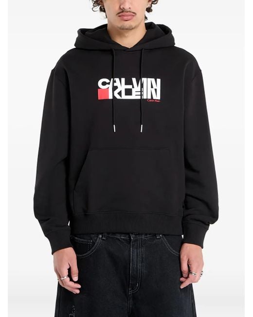 Calvin Klein Logo-detail hooded sweatshirt in Schwarz für Herren