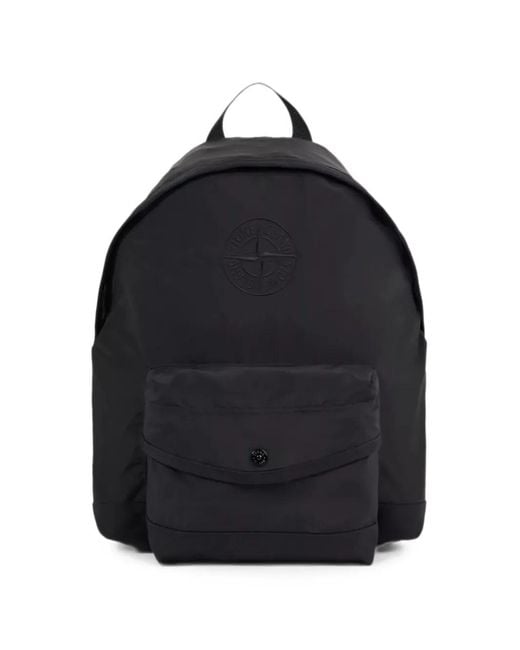 Stone Island Blue Logo-Embroidered Front-Pocket Backpack for men