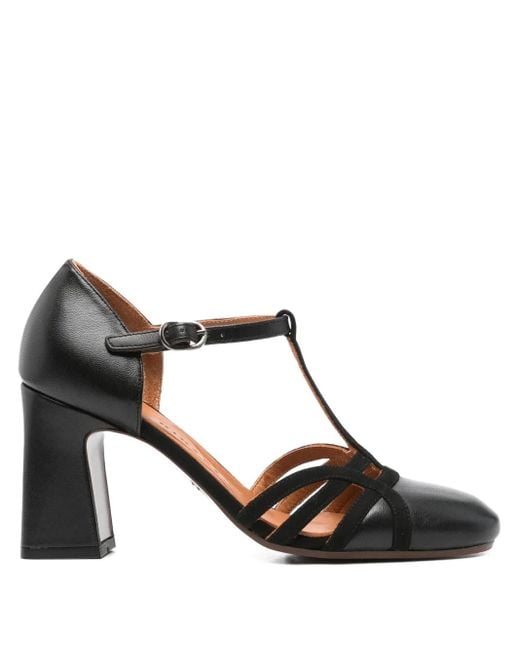 Chie Mihara Black 85Mm T-Bar Block-Heel Pumps