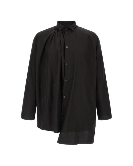 Yohji Yamamoto Black Collar-Gather Double-B Shirt for men