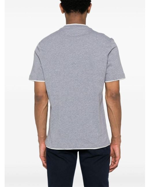 Brunello Cucinelli Katoenen T-shirt Met Imitatielaag in het Gray voor heren
