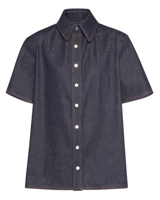 Ferragamo Blue Short-sleeve Denim Shirt