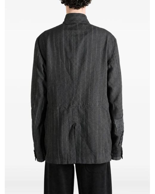 Junya Watanabe Black Patchwork Pinstripe-Pattern Jacket for men