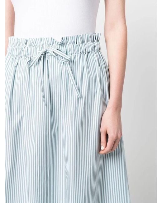 Woolrich Blue Striped Poplin Skirt