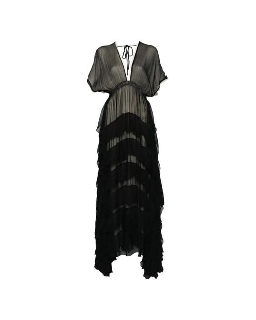 Mes Demoiselles Black Ruffled Maxi Dress