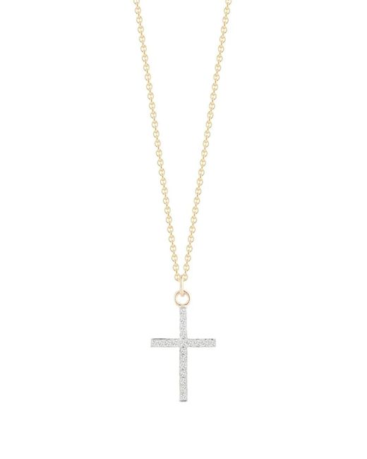 Mateo White Collier Cross En 14Ct Pavé De Diamants for men