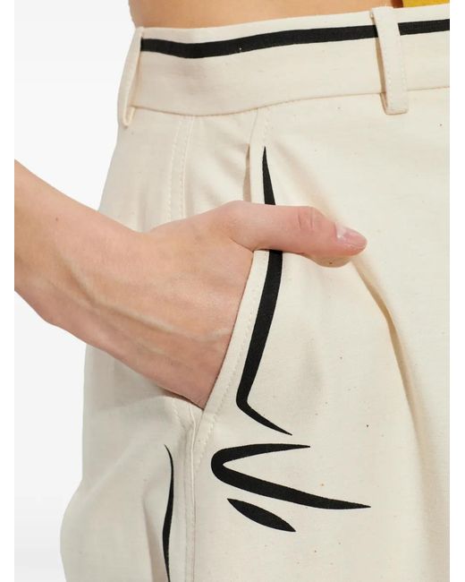Moschino White Pantalon À Imprimés Contrastants
