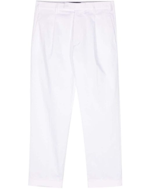 Low Brand White Pleated Tapered Trousers for men