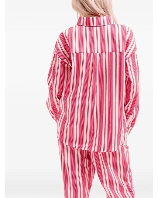 Juicy Couture Pink Striped Logo-Embroidered Pajama Top