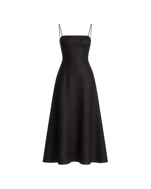 Vestido Midi De Lino Sin Mangas Reformation de color Negro | Lyst