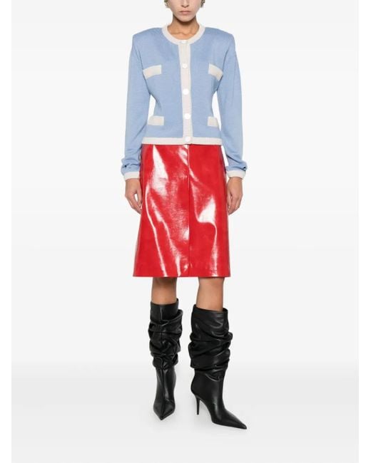MSGM Red High-Waisted Fitted Skirt